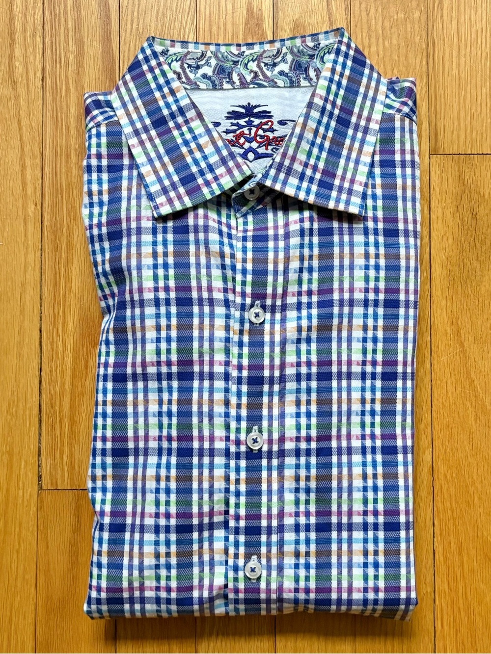 Robert Graham Men’s Long Sleeve Dress Shirt Classic Fit Large Multicolor Plaid